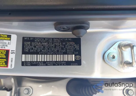 2023 Toyota Camry Le из США, поврежденный, VIN 4T1C11AK9PU144502